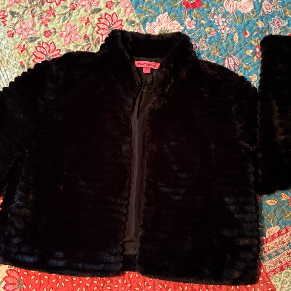 Betsey Johnson black Faux Fur Jacket